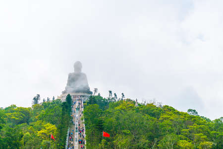 Giant Buddha statue at Ngong Ping in Hong Kongの写真素材