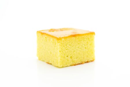 Homemade pandan cake isolated on white backgroundの写真素材