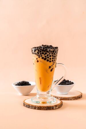 Iced Thai Milk Tea with Bubblesの写真素材