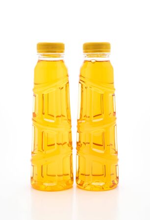 bottle of ice tea and green tea isolated on white backgroundの写真素材