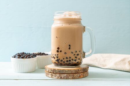 Taiwan milk tea with bubbles - popular Asian drinkの写真素材