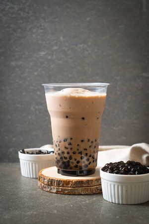 Taiwan milk tea with bubbles - popular Asian drinkの写真素材