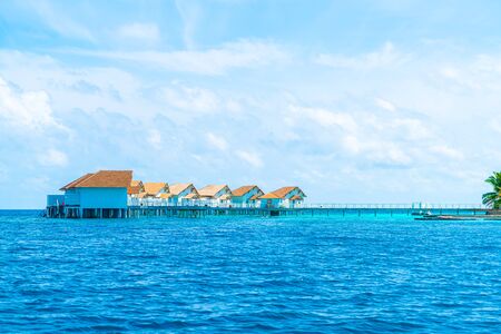 Tropical Maldives resort  and island with beach and sea for holiday vacation conceptの写真素材