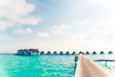 Abstract blur tropical beach and sea in Maldives for background - Holiday Vacation conceptの写真素材