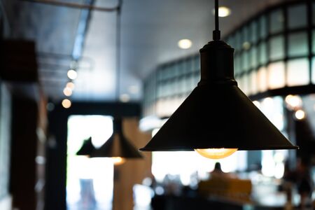 hanging light lamp interior decoration in coffee shopの写真素材
