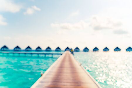 Abstract blur tropical beach and sea in Maldives for background - Holiday Vacation conceptの写真素材
