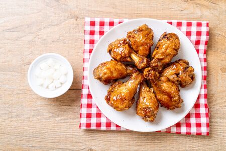 fried chicken with sauce in Korean styleの写真素材