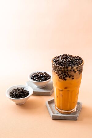 Iced Thai Milk Tea with Bubblesの写真素材