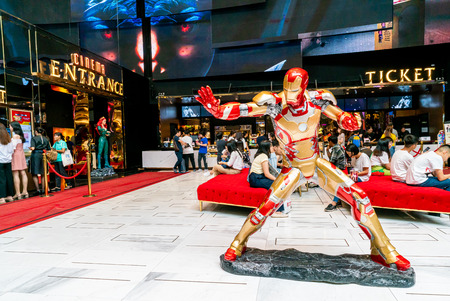 Bangkok, Thailand - July 17, 2019: Ironman model decorated at cinema theater at Iconsiam shopping mall in Bangkok, Thailand.のeditorial素材