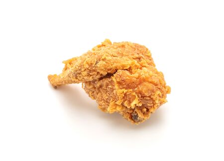 fried chicken (junk food and unhealthy food) isolated on white backgroundの写真素材