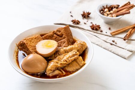 hard-boiled egg in brown sauce or sweet gravy - Asian foodの写真素材