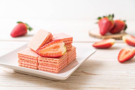 wafer with strawberry cream  flavourの写真素材
