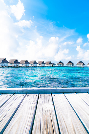 tropical Maldives resort hotel and island with beach and sea for holiday vacation concept - boost up color processing styleのeditorial素材