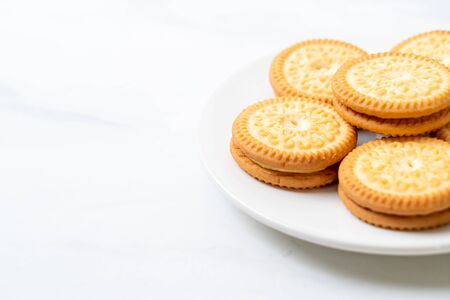 cookies with butter vanilla creamの写真素材
