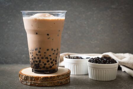 Taiwan milk tea with bubbles - popular Asian drinkの写真素材