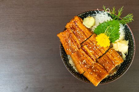 eel (Unagi) on topped rice bowl (donburi) - Japanese food styleの写真素材