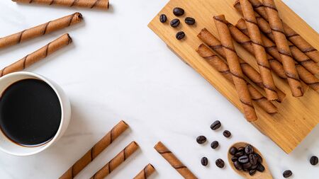 coffee wafer roll stick with coffee