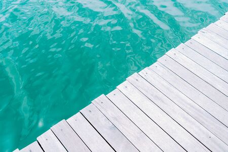 wood floor with ocean sea water