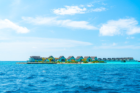 tropical Maldives resort hotel and island with beach and sea for holiday vacation concept - boost up color processing styleのeditorial素材