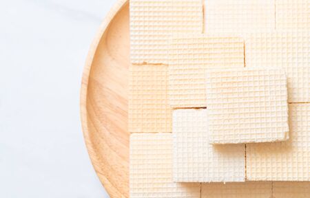 milk wafer with milk creamの写真素材