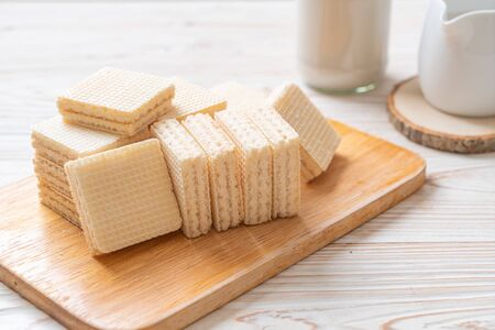 milk wafer with milk creamの写真素材