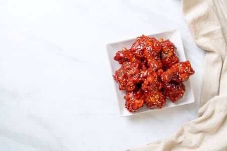 fried chicken with spicy sauce in Korean styleの写真素材