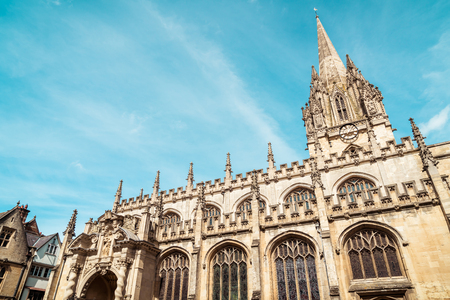 Beautiful Architecture at University Church of St Mary the Virgin in Oxford, United Kingdom.のeditorial素材