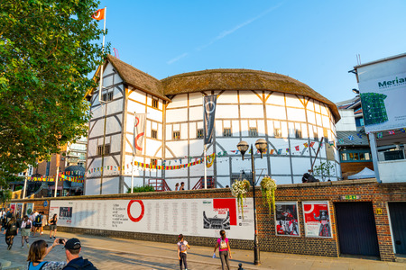 London, UK - AUG 27 2019: Shakespeare's Globe is a reconstruction of the Globe Theatre, associated with William Shakespeare, in the London Borough of Southwark. The original theatre was built in 1599.のeditorial素材