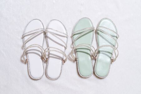 beautiful woman fashion shoes or sandalsの写真素材