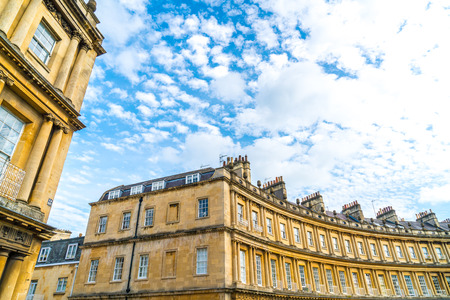 The Circus - the iconic British style architecture buildings.The historic street of large townhouses in the city of Bath, United Kingdom.のeditorial素材