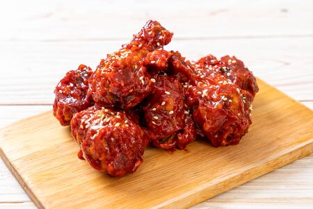 fried chicken with spicy sauce in Korean styleの写真素材