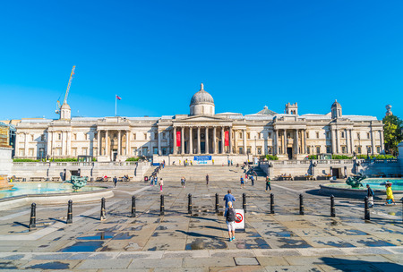 LONDON - UK, TRAFALGAR SQUARE, SEP 1, 2019. Trafalgar Square is a public space and tourist attraction in central London.のeditorial素材