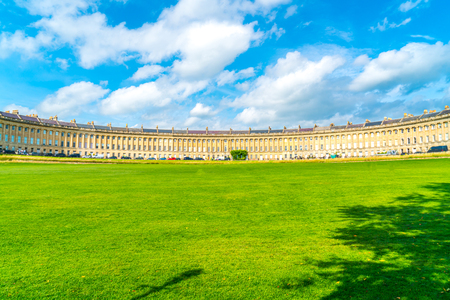 Bath ,England - AUG 30 2019 : The famous Royal Crescent at Bath Somerset England, United Kingdom.のeditorial素材