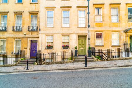Front Door and window of an English Town Houseの写真素材