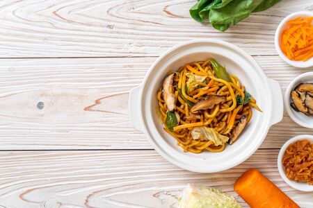 yakisoba noodles stir-fried with vegetable - vegan and vegetarian foodの写真素材