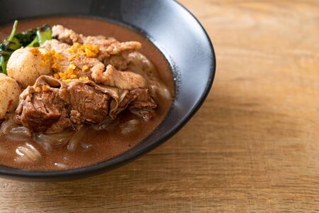 Rice noodle soup with Stewed pork - Asian food styleの写真素材