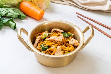 stir-fried yakisoba noodles with chicken- Asian food styleの写真素材