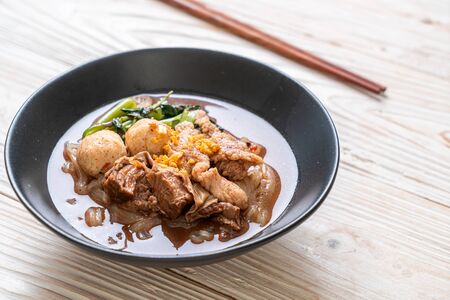 Rice noodle soup with Stewed pork - Asian food styleの写真素材