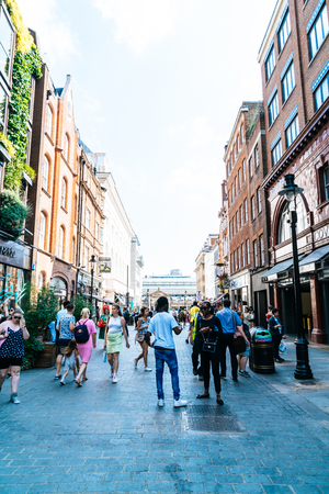 LONDON - UK - August 27, 2019: View of Covent Garden market in London. Covent Garden - one of the main tourist attractions in London, UK.のeditorial素材