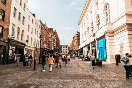 LONDON - UK - August 27, 2019: View of Covent Garden market in London. Covent Garden - one of the main tourist attractions in London, UK.のeditorial素材