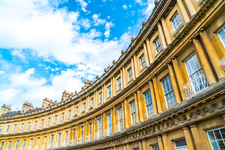 The Circus - the iconic British style architecture buildings.The historic street of large townhouses in the city of Bath, United Kingdom.のeditorial素材
