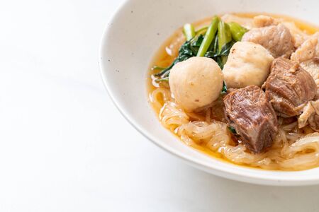 Braised pork noodles bowl - Asian food styleの写真素材