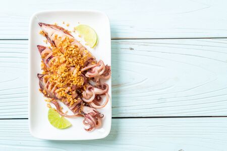 fried squid with garlic - seafood style