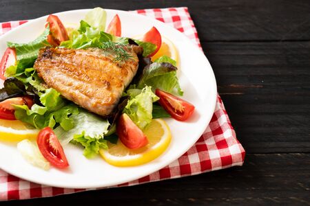 grilled snapper fish steak with vagetable