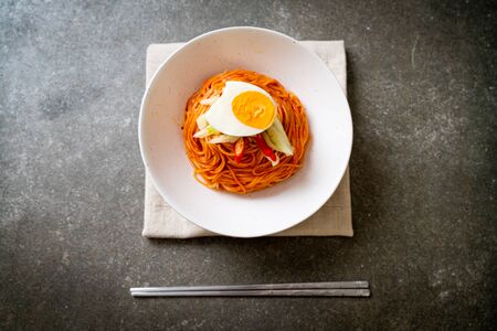 Korean cold noodles with egg - Korean food styleの写真素材