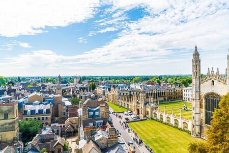 High angle view of the city of Cambridge, United Kingdom.の写真素材