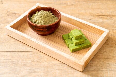 fresh and soft matcha green tea chocolate with matcha green tea powder