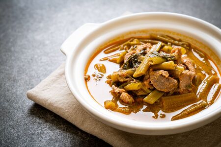 Thai pork curry with morning glory - Thai Food Styleの写真素材