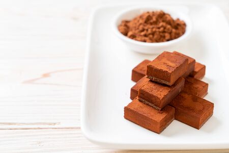 fresh and soft chocolate with cocoa powderの写真素材