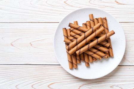 coffee wafer stick roll with coffee cream